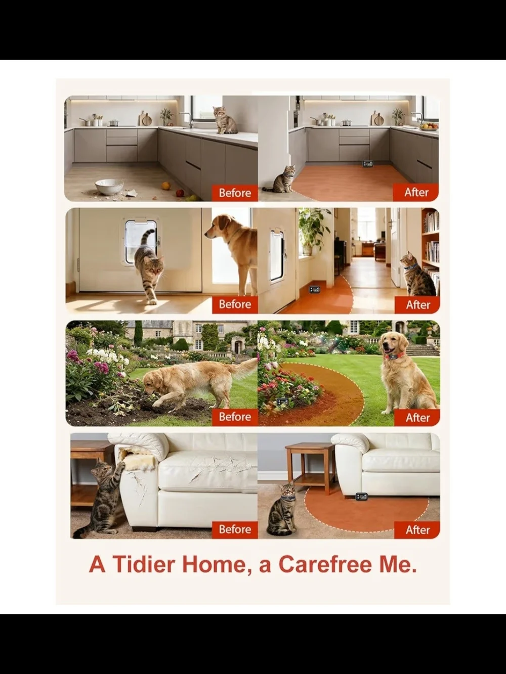 Wireless Pet Barrier Receiver Collar with Red Strap
